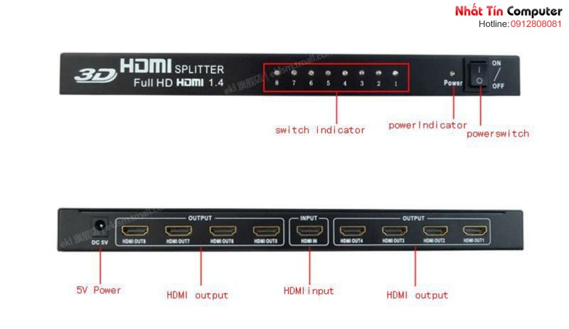 V1.4 HDMI Splitter 1X6 with Full 3D for HDTV retail and show site, HDTV, DVD