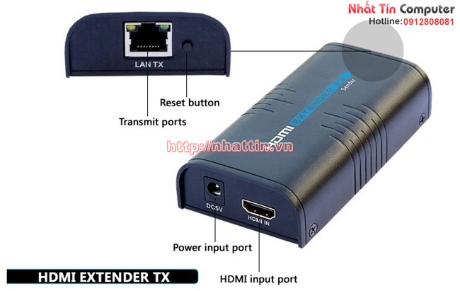 Thiết bị kéo dài cổng HDMI 100m và 120m qua dây mạng lan RJ45 Cat5e / CAT6 LKV373