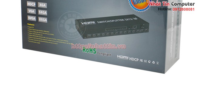 Bộ chia cổng hdmi 2 vào 12 ra HDMI Splitter 3D có điều khiển từ xa