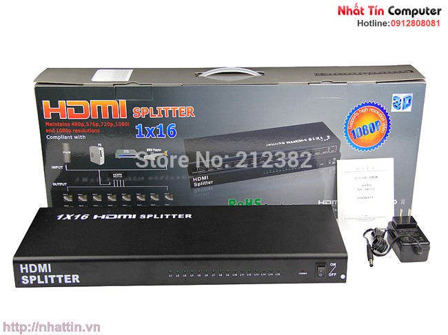 Bộ chia hdmi 1 ra 16 cổng hỗ trợ 3D, 1080P - 1 x 16 HDMI Splitter