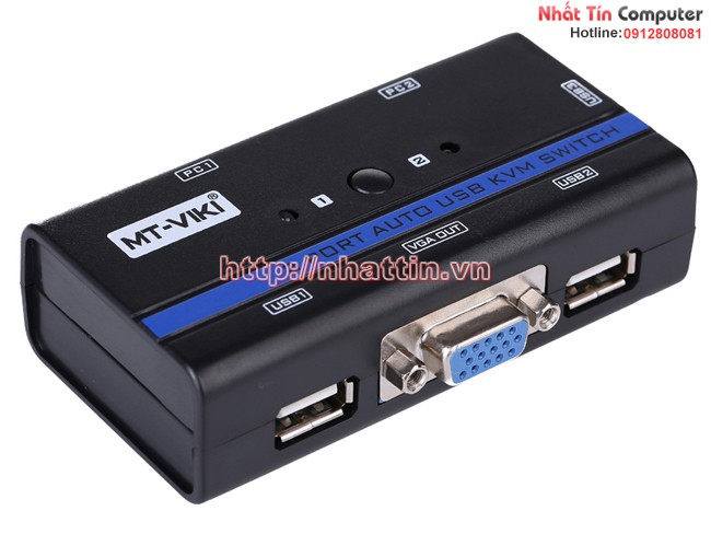 KVM Switch 2Port Auto USB+VGA. Chuyển mạch tự động 2 CPU ra 1 màn hình MT-262KL