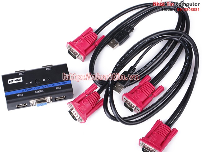 KVM Switch 2Port Auto USB+VGA. Chuyển mạch tự động 2 CPU ra 1 màn hình MT-262KL