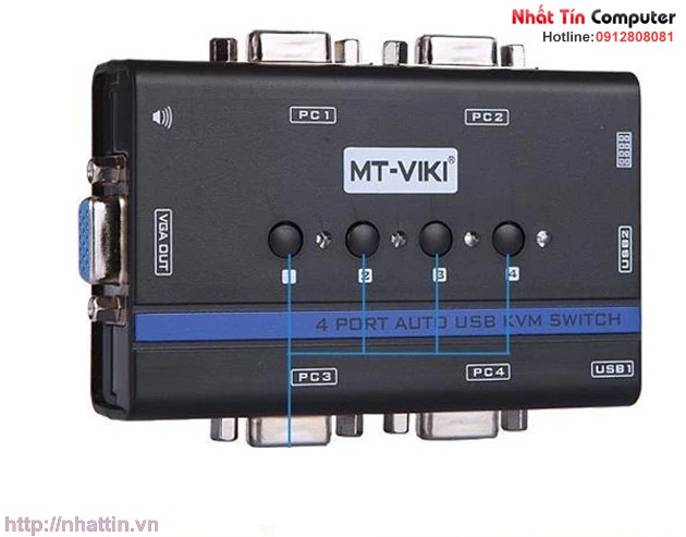 KVM Switch 4Port Auto USB+VGA. Chuyển mạch tự động 4 CPU ra 1 màn hình MT-462KL