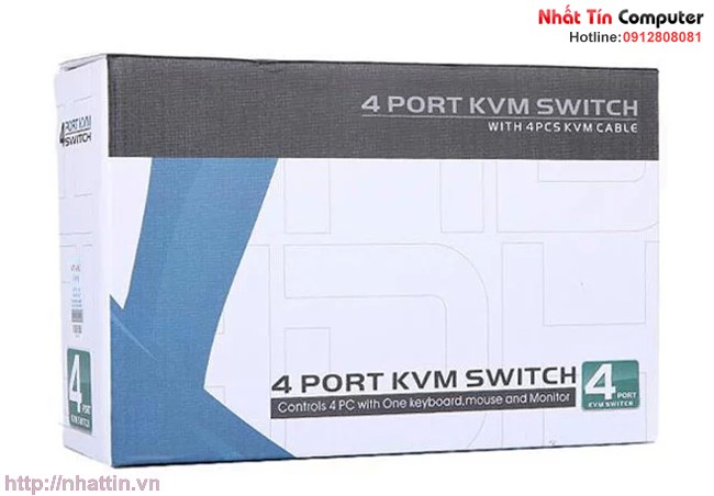 KVM Switch 4Port Auto USB+VGA. Chuyển mạch tự động 4 CPU ra 1 màn hình MT-462KL