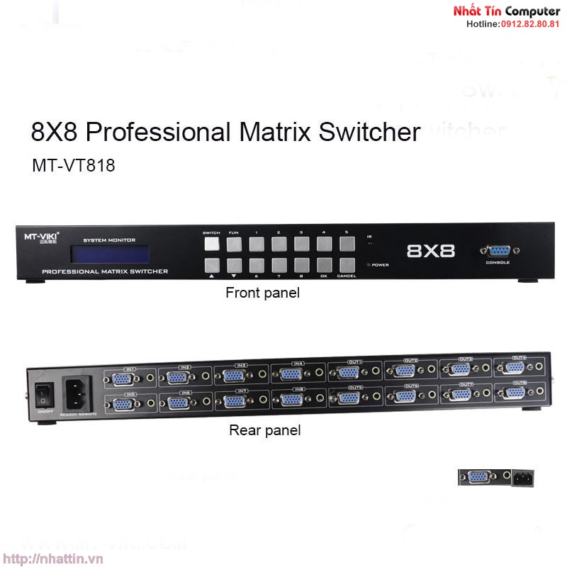 Bộ chia VGA Matrix Switch 8x8 MT-Viki MT-VT818 có remote IR