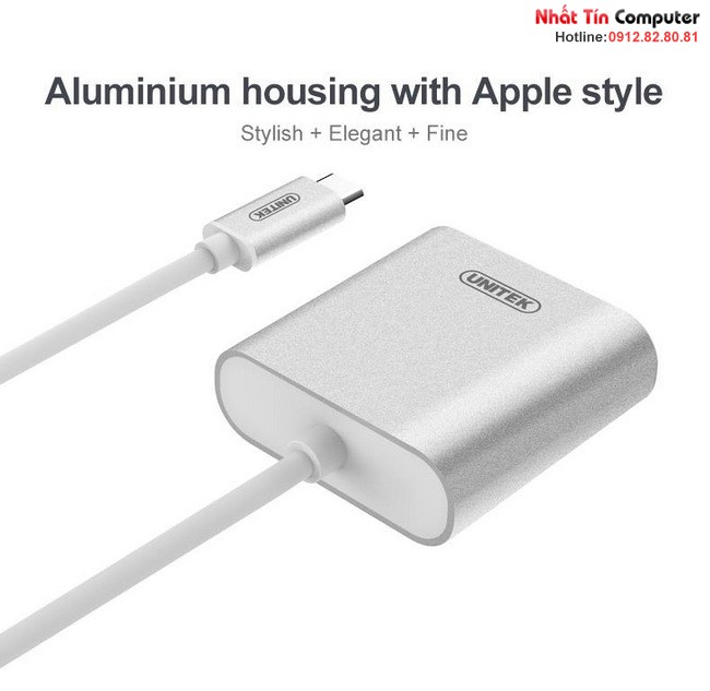 Cáp tín hiệu USB 3.1 Type C sang VGA Adapter Unitek Y-6308 chính hãng
