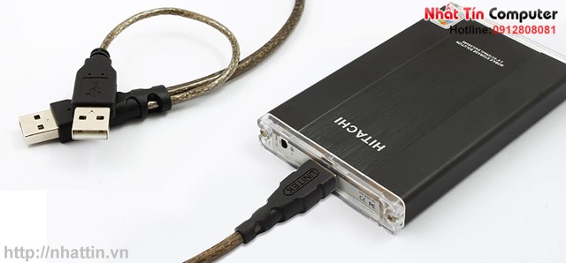Cáp chữ Y USB 2.0 to USB 0.8m cho HDD box Unitek Y-C437 chính hãng