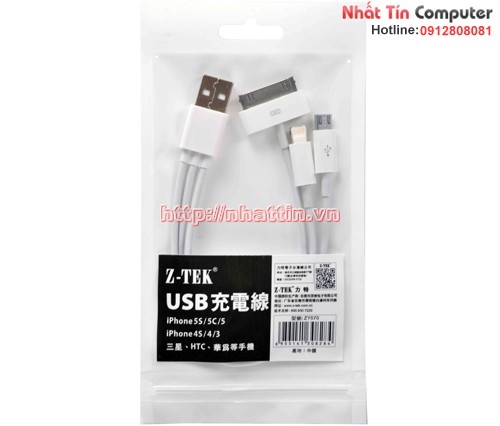 Cable USB ra Iphone 4/ Iphone 5 + micro (ZY070)