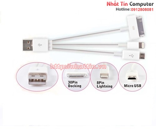 Cable USB ra Iphone 4/ Iphone 5 + micro (ZY070)