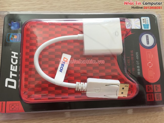 Cáp chuyển đổi displayport to hdmi chính hãng DTECH DT-6505