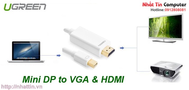 Cáp chuyển đổi mini DisplayPort to HDMI cho Macbook, Macbook Pro chính hãng Ugreen MD101