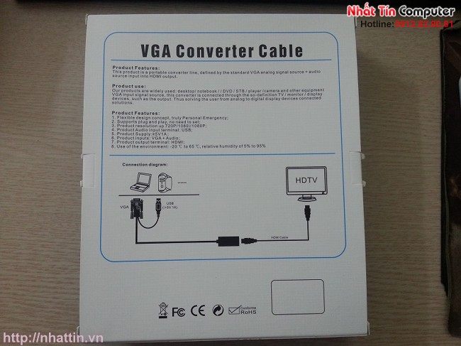 Cáp chuyển đổi VGA + USB sang HDMI Adapter Cao cấp CY HD-134