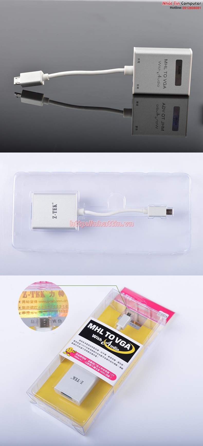 Cáp MHL ra VGA Audio Z-TEK (Model ZY-091)