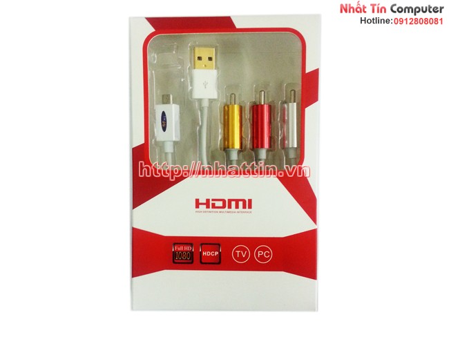 Cáp Micro usb/MHL 5pin sang AV dùng kết nối điện thoại với Tivi, máy chiếu...