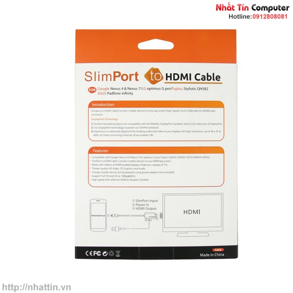 Cáp Slimport to hdmi, Cáp Slimport ra hdmi cho Google Nexus 4, 7