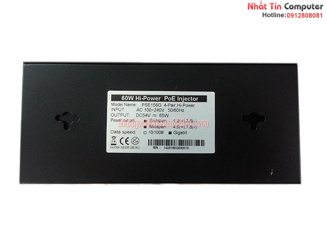 Adapter POE 54V-65W 2 Port(1 Data in+ 1 Data PoE Out), tốc độ 10/100/1000 Gigabit KMEtech PSE156G