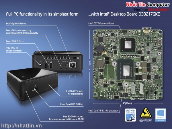 Máy tính Mini chính hãng Intel NUC - Bộ máy tính siêu nhỏ