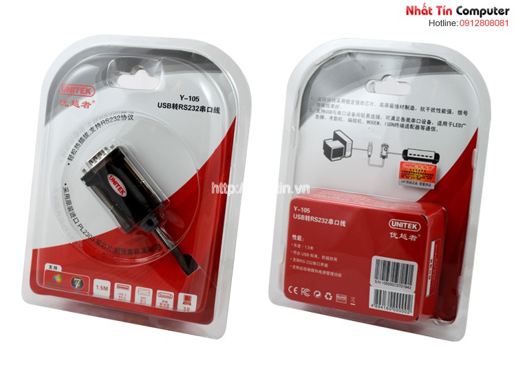 Dây Cáp Chuyển USB to RS232 (USB to com) Unitek Y-105