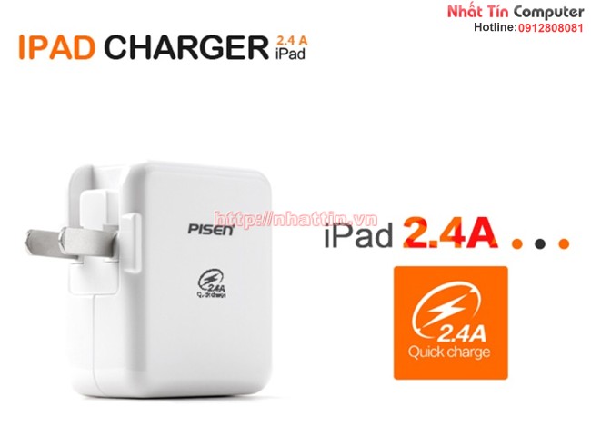 Adapter sạc Pisen cho iPad USB 2.4A Adapter sạc Pisen cho iPad USB 2.4A
