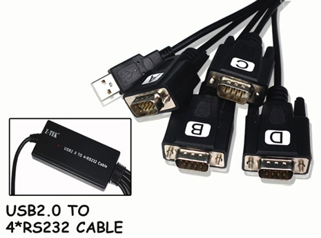 Cáp chuyển USB sang 4 cổng com 9 chân hãng Z - Tek,cáp chuyển usb sang 4 com