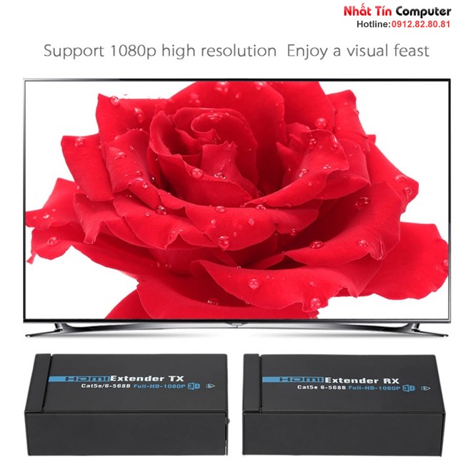 Bộ khuếch đại tín hiệu HDMI 60m.Thiết bị kéo dài cáp HDMI qua đường dây mạng, hỗ trợ full HD1080p