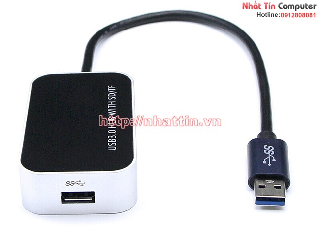 Hub USB 3.0 3 cổng, có khe cắm thẻ nhớ SD, MicroSD CB03