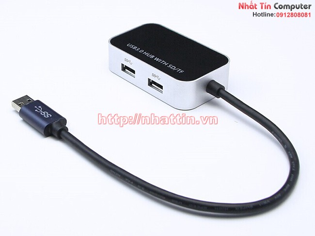 Hub USB 3.0 3 cổng, có khe cắm thẻ nhớ SD, MicroSD CB03