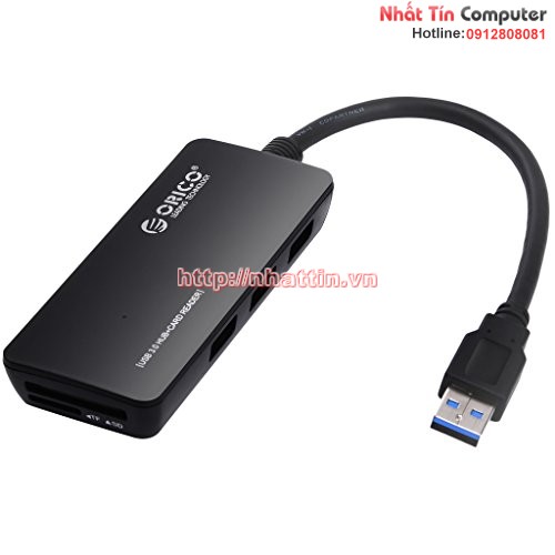 Bộ chia 4 cổng USB 3.0 kèm đọc thẻ nhớ SD và TF ORICO (H3TS-U3-BK) Chính hãng