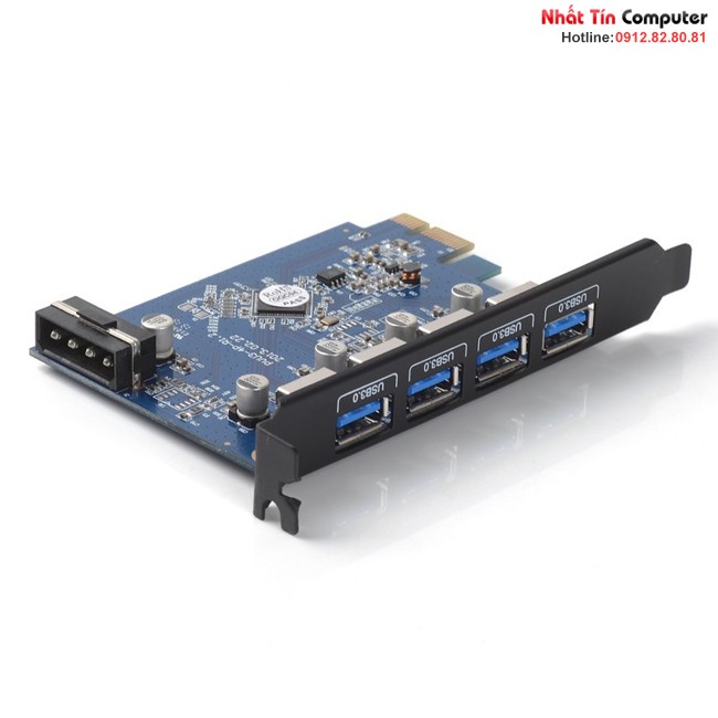 Card chuyển đổi PCI-Express 4 Port USB 3.0 cho máy tính bàn ORICO PVU3-4P, 4 Port USB 3.0 ext