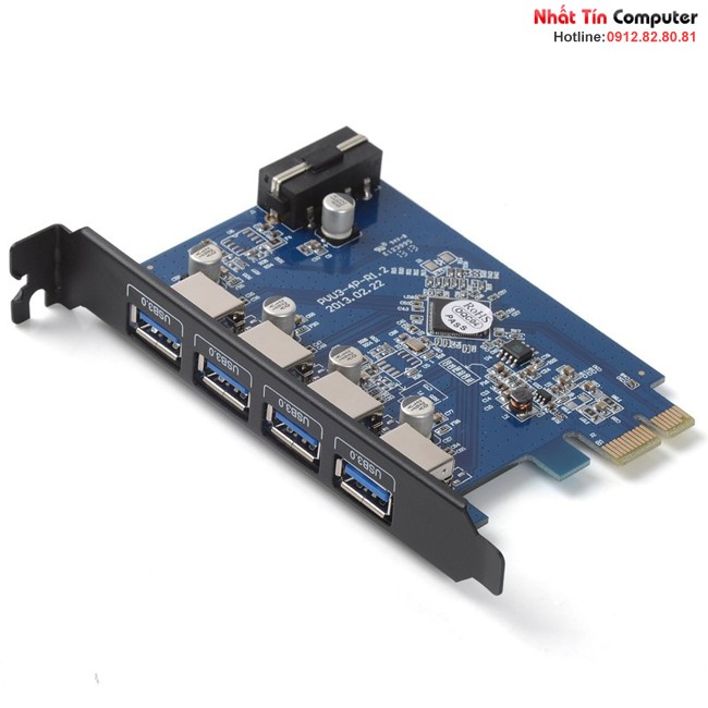 Card chuyển đổi PCI-Express 4 Port USB 3.0 cho máy tính bàn ORICO PVU3-4P, 4 Port USB 3.0 ext