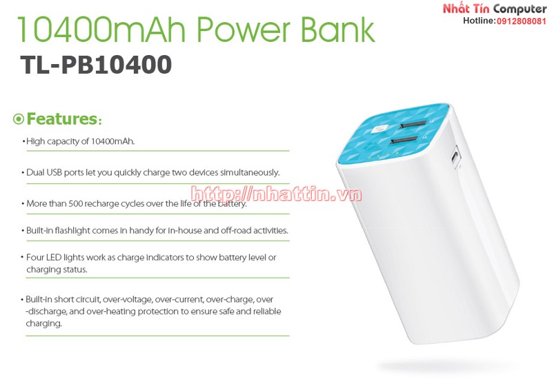 Sạc dự phòng 10400mAh TP-Link TL-PB10400 Chính hãng