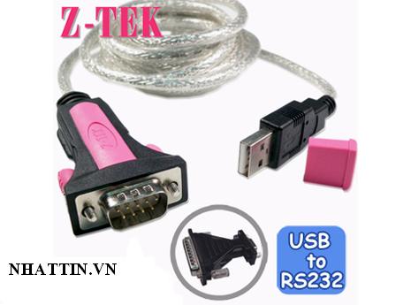 Cáp USB to Com RS232 Z-TEK và Cổng chuyển 9 chân âm ra 25 chân dương