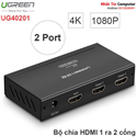 Bộ chia cổng HDMI 1 ra 2 Hỗ trợ full HD, 4k * 2k, 30hz Chính hãng Ugreen 40201 Cao cấp