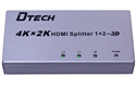 Bộ chia HDMI 2 cổng hỗ trợ trình chiếu 4K-2K DTECH DT-7142A chính hãng