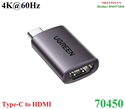 Đầu chuyển USB Type-C Thunderbolt 3 sang HDMI hỗ trợ 4K@60Hz Ugreen 70450 cao cấp
