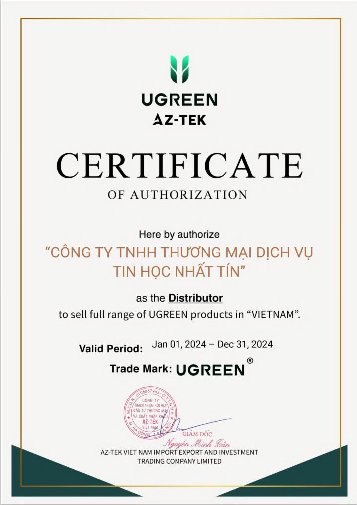 Chứng nhận đại lý phân phối Ugreen chính hãng tại Việt Nam 2024