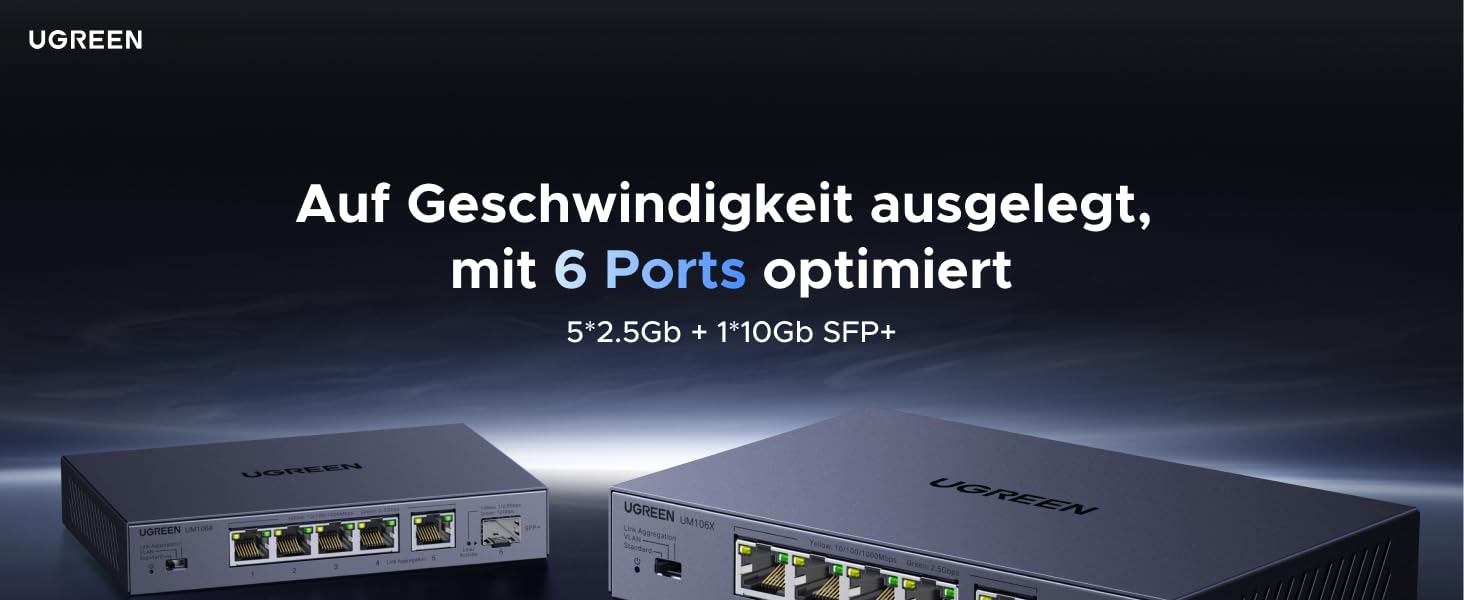 Bộ Switch chia mạng LAN 5 cổng 2.5G với 1 cổng Uplink SFP+ 10G Ugreen 35048EU/CM753 cao cấp