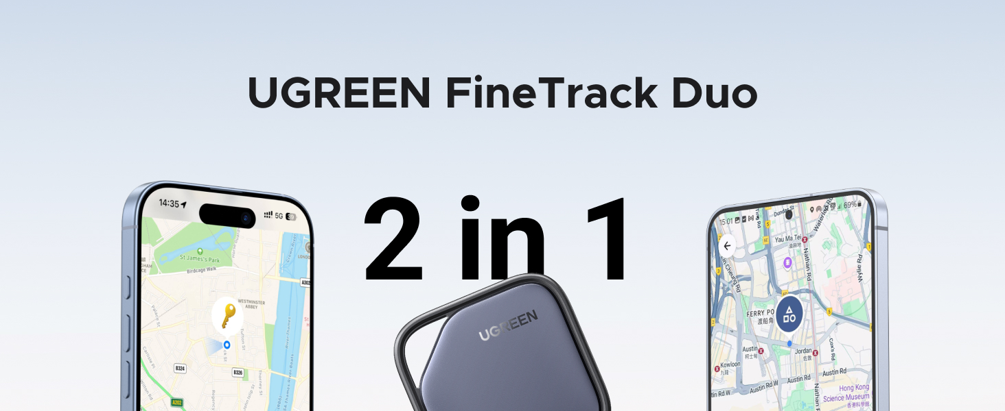Thiết bị định vị th&ocirc;ng minh FineTrack Duo Ugreen 75646/CM916 tương th&iacute;ch iOS & Android (Pin sạc)