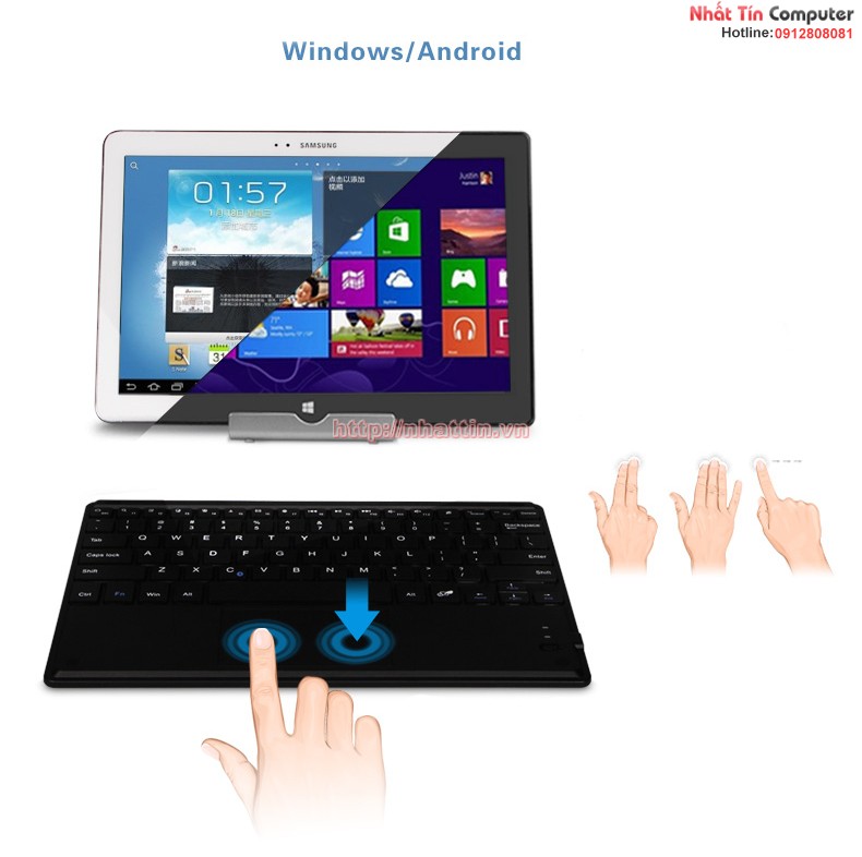 Bàn phím kèm chuột Bluetooth 4.0 đa năng B.O.W HB092C