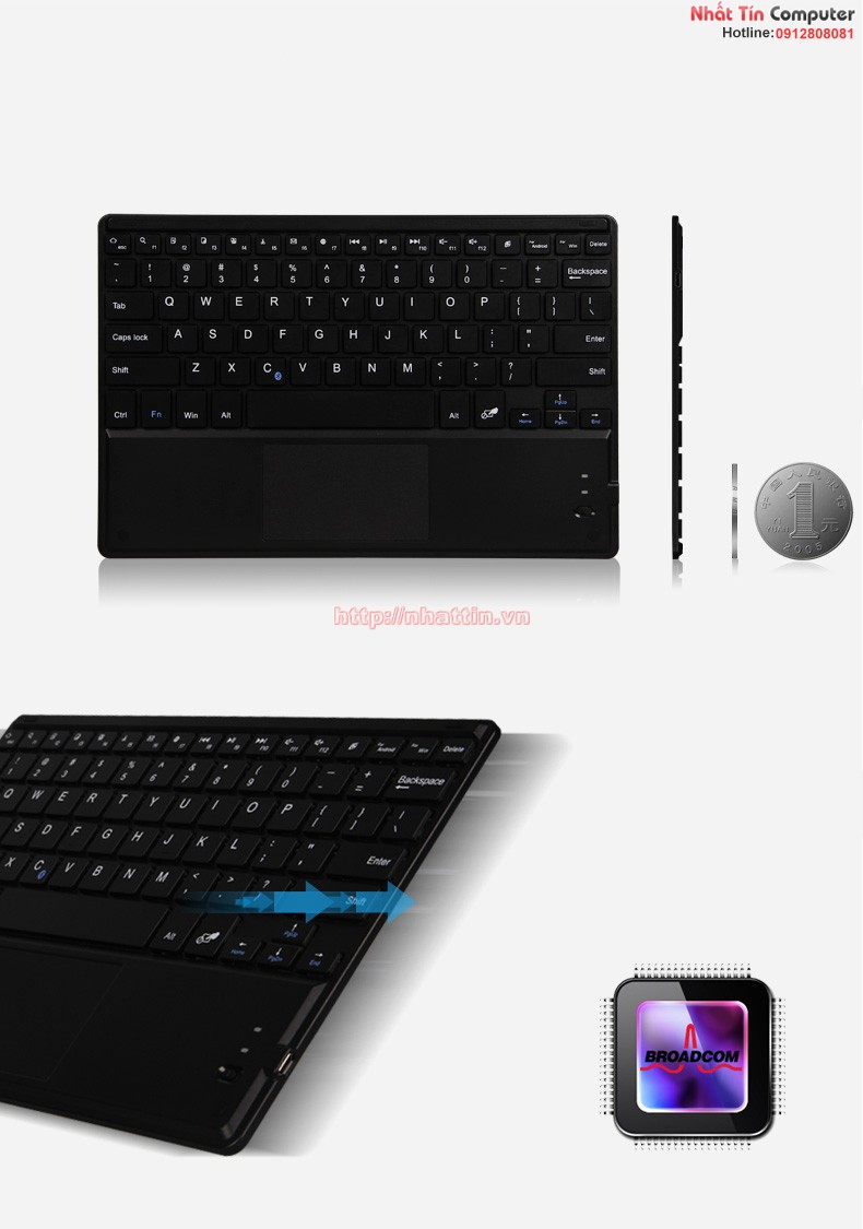 Bàn phím kèm chuột Bluetooth 4.0 đa năng B.O.W HB092C