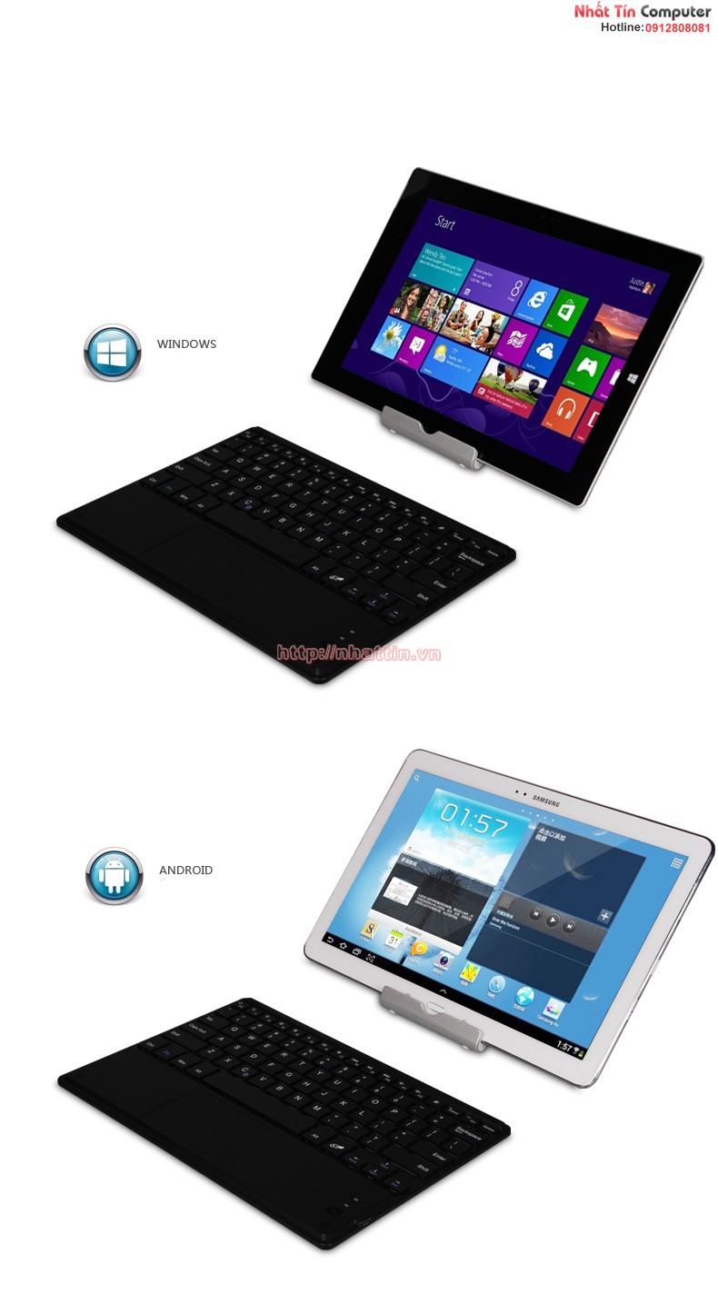 Bàn phím kèm chuột Bluetooth 4.0 đa năng B.O.W HB092C