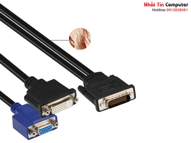 Cáp chuyển đổi DMS 59 (DVI59) sang DVI, VGA dài 25cm