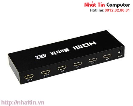 Bộ chuyển mạch HDMI ma trận 4x2 hỗ trợ 1.4b, 3D, 4Kx2K HDMX4x2 Chính hãng OMEGA