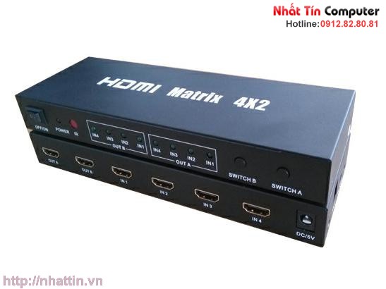 Bộ chuyển mạch HDMI ma trận 4x2 hỗ trợ 1.4b, 3D, 4Kx2K HDMX4x2 Chính hãng OMEGA