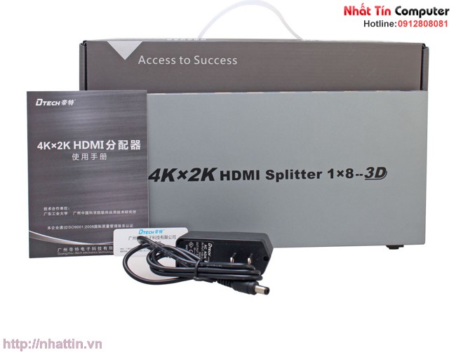 Bộ chia HDMI 1 ra 8 Dtech DT-7148