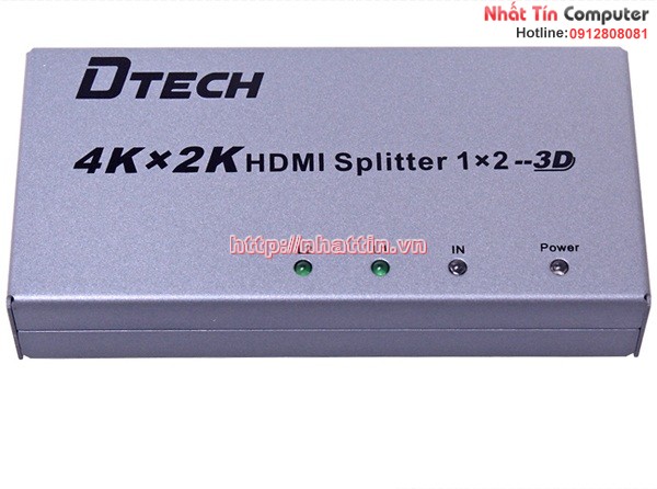 Bộ chia HDMI 2 cổng DTECH DT-7142 - Trình chiếu 4K sắc nét nhất