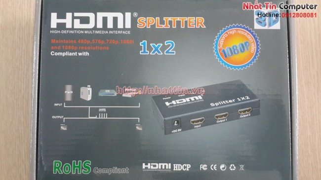 Bộ chia màn hình HDMI 1 ra 2 chuẩn 1.4 hỗ trợ 3D