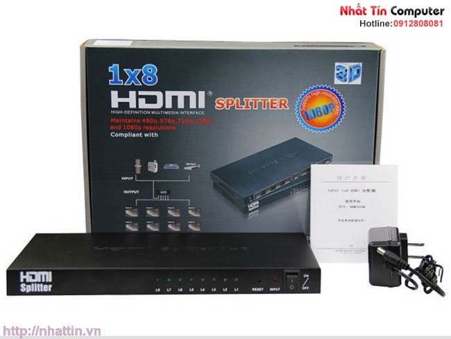 Bộ chia cổng HDMI 1 ra 8 hỗ trợ 1.4 , 3D 1080p BG-HDSP8 chất lượng cao