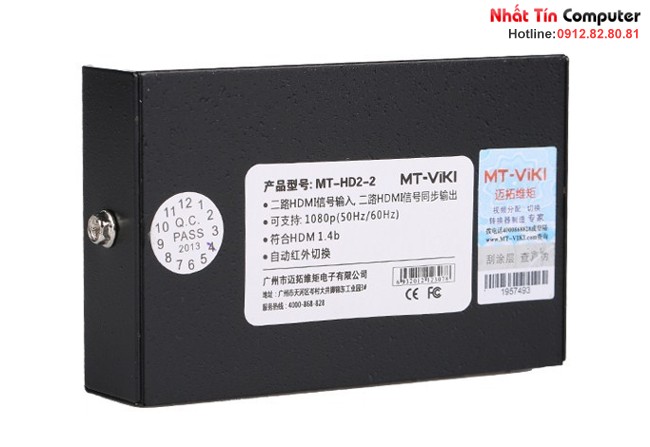 Bộ chia HDMI 2 vào 2 ra có điều khiển MT-Viki MT-HD2-2 chính hãng