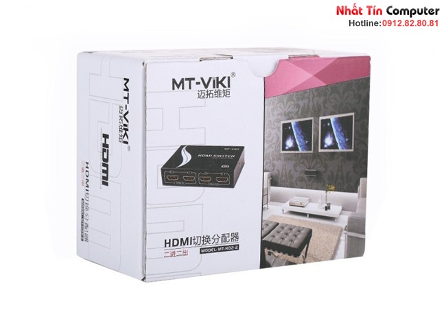 Bộ chia HDMI 2 vào 2 ra có điều khiển MT-Viki MT-HD2-2 chính hãng